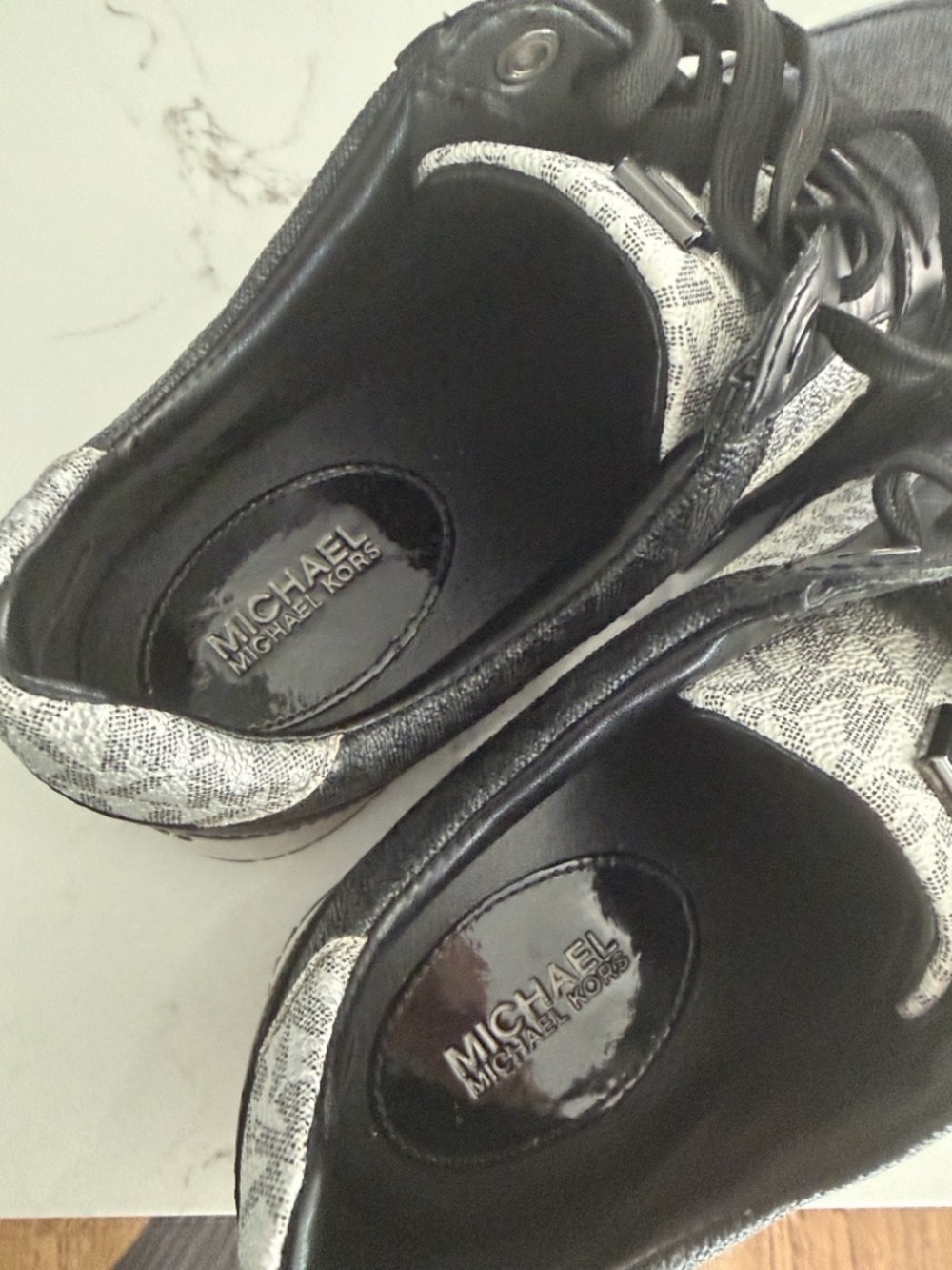 Michael Kors Black and White Logo Lace-Up Sneakers